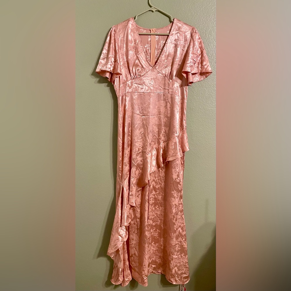Cider Blush Floral Satin Dress